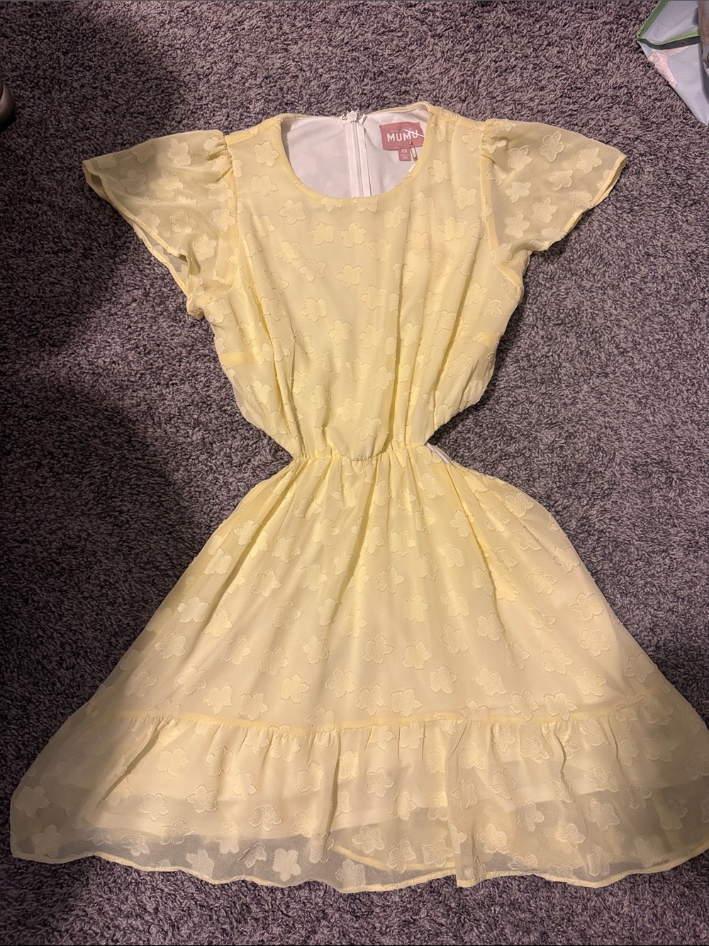 Show Me Your MuMu Pale Yellow Floral Lace Midi Dress